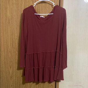 Pink Lily Rust Long Sleeve Top